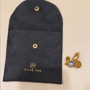 Julie Vos fleur de lis hoop and charm Gold Earrings with Lavender color